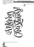 Merry Christmas Inscription Machine Embroidery Design - 3 sizes