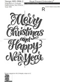 Merry Christmas and Happy New Year Machine Embroidery Design - 4 sizes