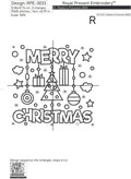 Merry Christmas block for a quilt Machine embroidery design - 4 sizes