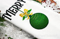 Merry inscription with Christmas ball machine embroidery design - 2 sizes