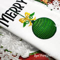 Merry inscription with Christmas ball machine embroidery design - 2 sizes