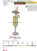 Mimosa cocktail Machine Embroidery Design - 2 sizes