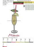 Mimosa cocktail Machine Embroidery Design - 2 sizes