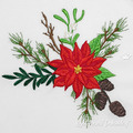 Mistletoe and Poinsettia Corner Machine Embroidery Design - 2 sizes
