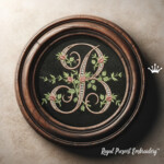 Monogramme B avec roses Motif de broderie machine