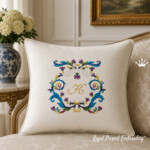 Monogram Frame Louis XIV Machine Embroidery Design for Large Hoops