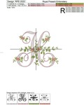 Monogram H with roses Machine Embroidery Design