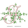 Monogramme J avec roses Motif de broderie machine