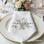 Monogramme J avec roses Motif de broderie machine