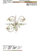 Monogram N with roses Machine Embroidery Design