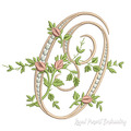 Monogram O with roses Machine Embroidery Design