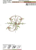 Monogram P with roses Machine Embroidery Design