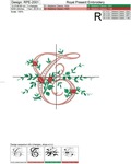 Monogram T with roses Machine Embroidery Design