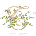 Monogram T with roses Machine Embroidery Design