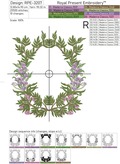 Monogram frame with flowers Machine embroidery design - 4 sizes