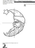 Moon Santa Claus Vintage Machine Embroidery Design - 4 sizes