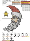 Moon Santa Claus with Star Machine Embroidery Design - 4 sizes