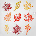 Multi-colored Autumn leaves - 9 in 1