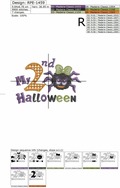 My Second Halloween Machine Embroidery Design for baby girls - 3 sizes