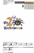 My Second Halloween Machine Embroidery Design for baby girls - 3 sizes