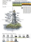 Nautical Lighthouse Light stitching - 7 sizes