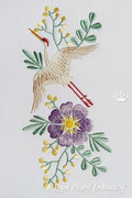 Neckline Machine Embroidery Design Crane - 2 sizes