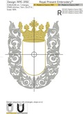 Oblong Baroque Frame with Crown Machine Embroidery Design - 3 sizes