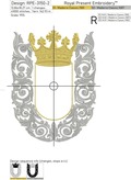 Oblong Baroque Frame with Crown Machine Embroidery Design - 3 sizes