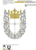 Oblong Baroque Frame with Crown Machine Embroidery Design - 3 sizes