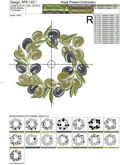 Olives Wreath Machine Embroidery Design - 4 sizes