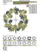 Olives Wreath Machine Embroidery Design - 4 sizes