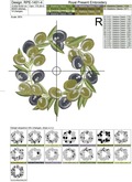Olives Wreath Machine Embroidery Design - 4 sizes