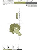 Organic Broccoli Machine Embroidery Design - 4 sizes