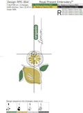 Organic Lemon Machine Embroidery Design - 4 sizes