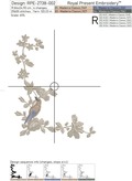 Oriental Corner Machine Embroidery Designs with Bird - 3 sizes