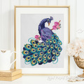 Oriental Peacock on a Blooming Branch - 3 sizes