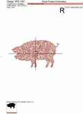Ornamental Pig Machine Embroidery Design - 3 sizes