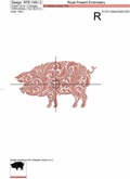 Ornamental Pig Machine Embroidery Design - 3 sizes