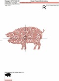 Ornamental Pig Machine Embroidery Design - 3 sizes