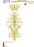Ornamental Queen Bee Embroidery Design - 5 sizes