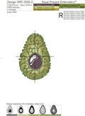 Ornate Avocado Machine Embroidery Design - 2 sizes