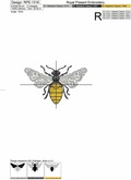 Ornate Bee machine embroidery design - 2 sizes