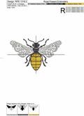 Ornate Bee machine embroidery design - 2 sizes