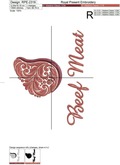 Ornate Beef Meat Machine Embroidery Design - 3 sizes