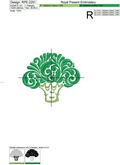 Ornate Broccoli Machine Embroidery Design - 3 sizes