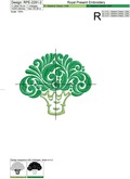 Ornate Broccoli Machine Embroidery Design - 3 sizes