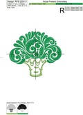 Ornate Broccoli Machine Embroidery Design - 3 sizes