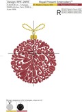Ornate Christmas Ball Machine Embroidery Design