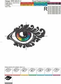 Ornate Eye Machine Embroidery Design - 6 sizes