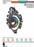 Ornate Eye Machine Embroidery Design - 6 sizes